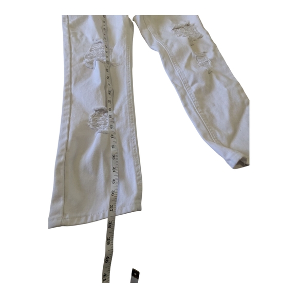 Distressed White Jeans, Size 9 - Picture 6 of 8